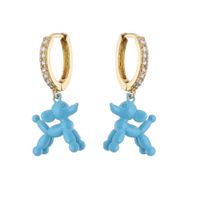 Balloon Dog Earrings Color Spray Paint Puppy Pendant Earrings Copper Jewelry main image 3