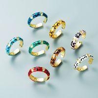 Copper Gold-plated Multicolor Dripping Eyes Heart-shaped Opening Adjustable Zircon Ring main image 1