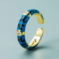 Copper Gold-plated Multicolor Dripping Eyes Heart-shaped Opening Adjustable Zircon Ring main image 6