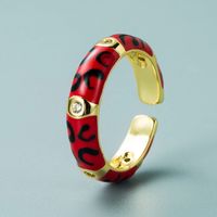 Copper Gold-plated Multicolor Dripping Eyes Heart-shaped Opening Adjustable Zircon Ring main image 7