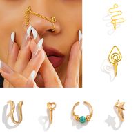 European And American Geometric Water Droplets Turquoise Perforation-free Nose Clip main image 6