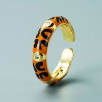 Copper Gold-plated Multicolor Dripping Eyes Heart-shaped Opening Adjustable Zircon Ring sku image 7