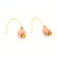 Retro Fashion Pink Tulip Metal Simple Flower Ear Hook Jewelry main image 5