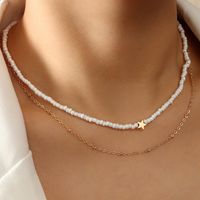 Collier De Perles De Riz Étoile À Cinq Branches Creuses Créatives À La Mode main image 1