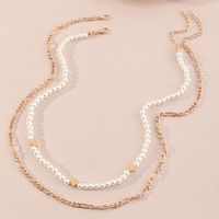 Fashion Creative Hollow Double-layer Chain Five-pointed Star Rice Bead Necklace main image 4