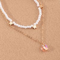 Pearl Necklace Niche Design Double Layer Gold Chain Crystal Pendant Jewelry main image 3