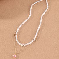 Pearl Necklace Niche Design Double Layer Gold Chain Crystal Pendant Jewelry main image 5