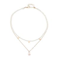 Pearl Necklace Niche Design Double Layer Gold Chain Crystal Pendant Jewelry main image 6