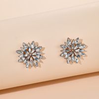 Romantic Inlaid Diamond Geometric Flower Full Diamond Earrings main image 1