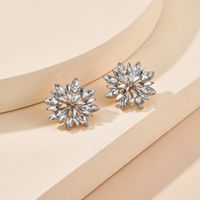 Romantic Inlaid Diamond Geometric Flower Full Diamond Earrings main image 3