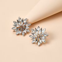 Romantic Inlaid Diamond Geometric Flower Full Diamond Earrings main image 4