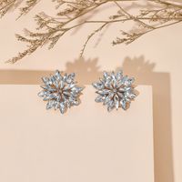 Romantic Inlaid Diamond Geometric Flower Full Diamond Earrings main image 5