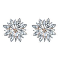 Romantic Inlaid Diamond Geometric Flower Full Diamond Earrings main image 6