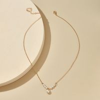 Simple Fashion Alloy Chain Pearl Geometric Beaded Single Layer Necklace main image 4