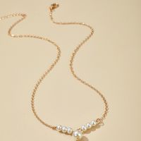 Simple Fashion Alloy Chain Pearl Geometric Beaded Single Layer Necklace main image 5
