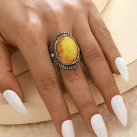 Ethnic Jewelry Imitation Yellow Gem Inlaid Ring main image 2