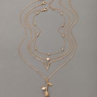 Fashion Jewelry Alloy Rose Multi-layer Geometric V-shaped Four-layer Necklace main image 3