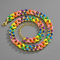 Cross-border Accessories Bold Colorful Rainbow Trendy Cuban Chain sku image 2