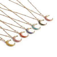 Star Pendant With Jewelry Copper Zircon Drip Oil Multicolor Moon Necklace main image 2