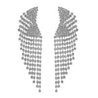 European  American Rhinestone Heart Tassel Wings Shape Earrings main image 3