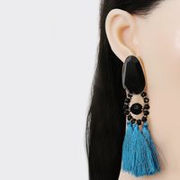 Color Retro Ethnic Tassel Exaggerated Large Diamond Earrings main image 3