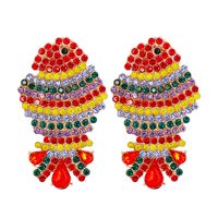 Cute Little Red Fish Alloy Super Flash Diamond Personality Female Earrings main image 1