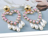 Creative Heart-shaped Water Drop Pearl Shape Female Stud Earrings main image 5