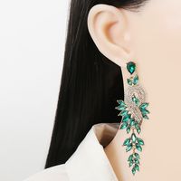 New Style European And American Leaf Brooch Shape Diamond Earrings main image 3