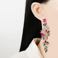 New Style European And American Leaf Brooch Shape Diamond Earrings main image 4