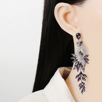 New Style European And American Leaf Brooch Shape Diamond Earrings main image 5