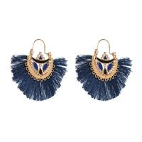 Hyperbole Ethnic Fan Chinese Style Tassel Ear Stud Earrings main image 2