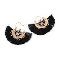 Hyperbole Ethnic Fan Chinese Style Tassel Ear Stud Earrings main image 4