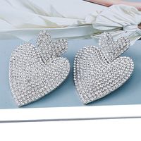 European And American Rhinestone Geometric Heart-shaped Earrings main image 3