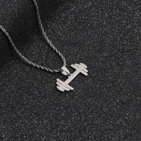 Stainless Steel Jewelry Men's Retro Twist Chain Dumbbell Pendant Necklace main image 3