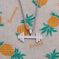Stainless Steel Jewelry Men's Retro Twist Chain Dumbbell Pendant Necklace main image 4