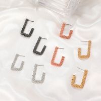 Creative Retro Geometric Personality Irregular Letter Carved Earrings main image 1