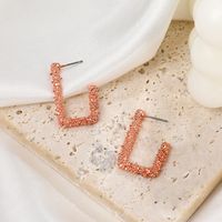 Creative Retro Geometric Personality Irregular Letter Carved Earrings main image 5