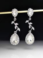 Fashion Drop Shaped Crystal Diamond Earrings Korean Leaf Earrings main image 4