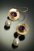 Fashion Pearl Earrings European And American Inlaid Purple Crystal Earrings main image 1