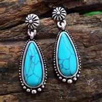 European And American Creative Drop-shaped Turquoise Exaggerated Earrings main image 4