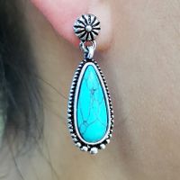 European And American Creative Drop-shaped Turquoise Exaggerated Earrings main image 5