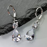 Fashion Drop-shaped Zircon Earrings Korean Version Long Gemstone Earrings main image 4