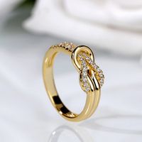 European And American Knotted Flower Diamond Metal Ring Wholesale main image 1