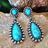 New European And American Creative Drop-shaped Turquoise Exaggerated Earrings main image 2