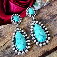 New European And American Creative Drop-shaped Turquoise Exaggerated Earrings main image 3