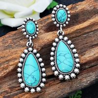 New European And American Creative Drop-shaped Turquoise Exaggerated Earrings main image 4