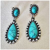 New European And American Creative Drop-shaped Turquoise Exaggerated Earrings main image 5