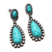 New European And American Creative Drop-shaped Turquoise Exaggerated Earrings main image 6