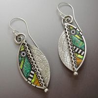 Vintage Style Leaf Plating Metal Artificial Gemstones Earrings main image 2