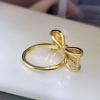 Fashion Micro-inlaid Zircon Bowknot Copper Ring main image 5